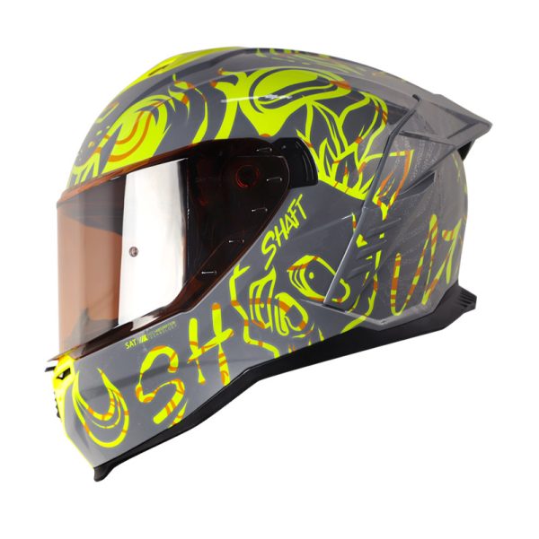 Casco Integral Shaft 598 GTR ADRENOCHROME GRIS NARDO AMARILLO NEON VISOR NARANJA IRIDIUM