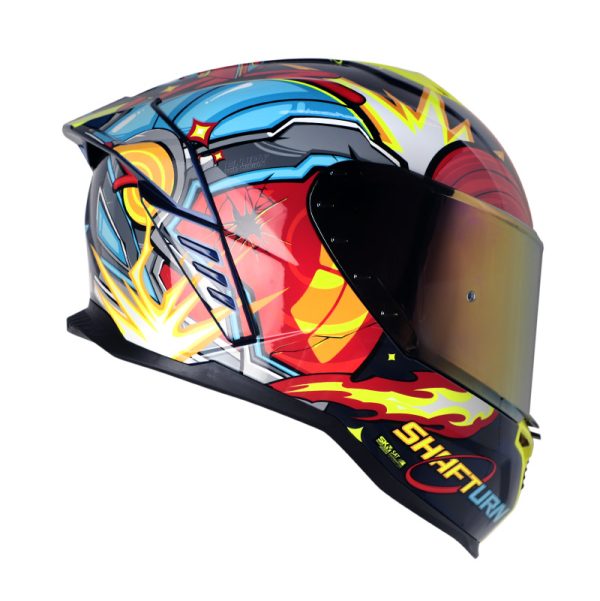 Casco Integral Shaft 598 GTR SPACE INVADER AZUL METALICO VISOR ROJO IRIDIUM - Imagen 3