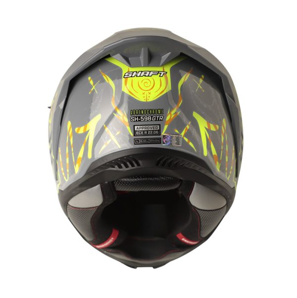 Casco Integral Shaft 598 GTR ADRENOCHROME GRIS NARDO AMARILLO NEON VISOR NARANJA IRIDIUM - Imagen 2