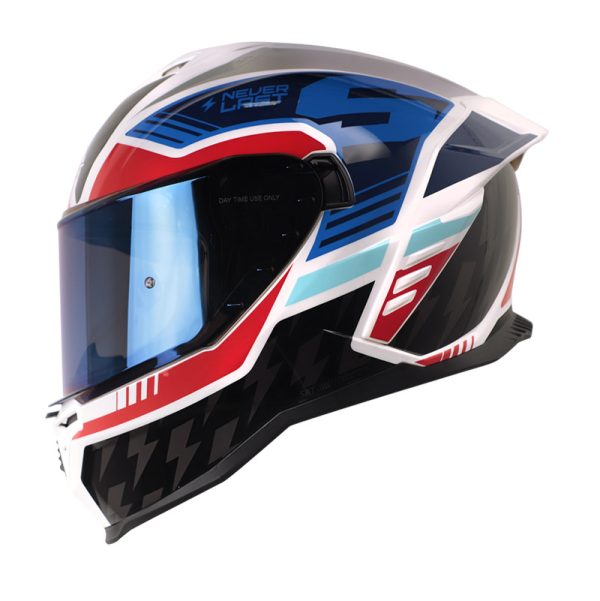 Casco Integral Shaft 598 GTR XEPA BLANCO PERLA AZUL ROJO VISOR AZUL IRIDIUM