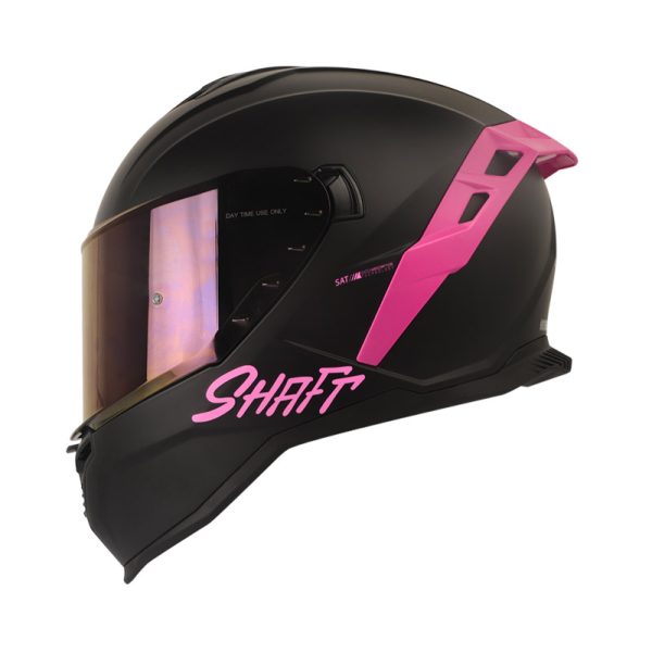 Casco Integral Shaft 598 GTR NEGRO MATE ROSADO VISOR AZUL IRIDIUM - Imagen 2