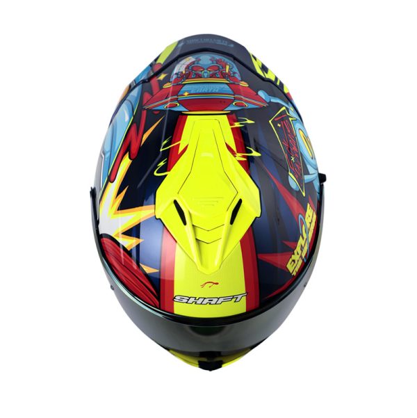 Casco Integral Shaft 598 GTR SPACE INVADER AZUL METALICO VISOR ROJO IRIDIUM - Imagen 5