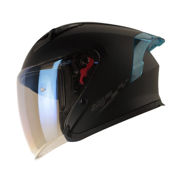 Casco Abierto Shaft SH-226GT SOLID NEGRO AZUL VISOR AZUL IRIDIUM