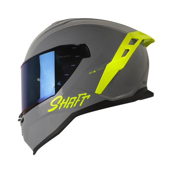 Casco Integral Shaft 598 GTR SOLID GRIS NARDO AMARILLO NEON VISOR AZUL IRIDIUM - Imagen 2