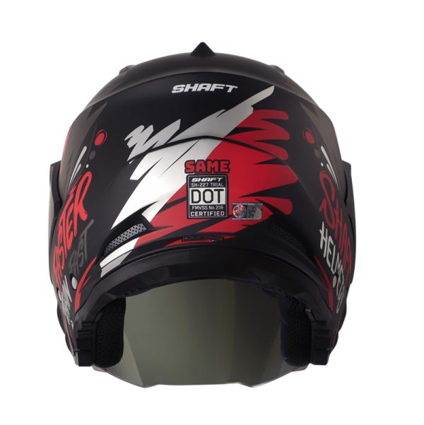 Casco Abierto SHAFT 227 TRIAL Same Negro Rojo Mate - Imagen 2