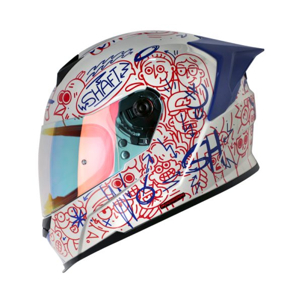 Casco Integral SHAFT 502 SP PEEPS GRIS CLARO AZUL VISOR TRASLUCIDO AZUL