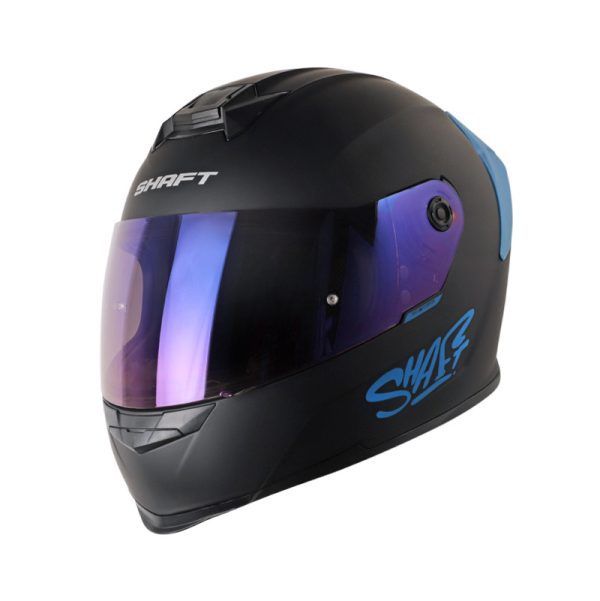 Casco Integral SHAFT 502 SP SOLID NEGRO AZUL VISOR TRASLUCIDO - Imagen 2