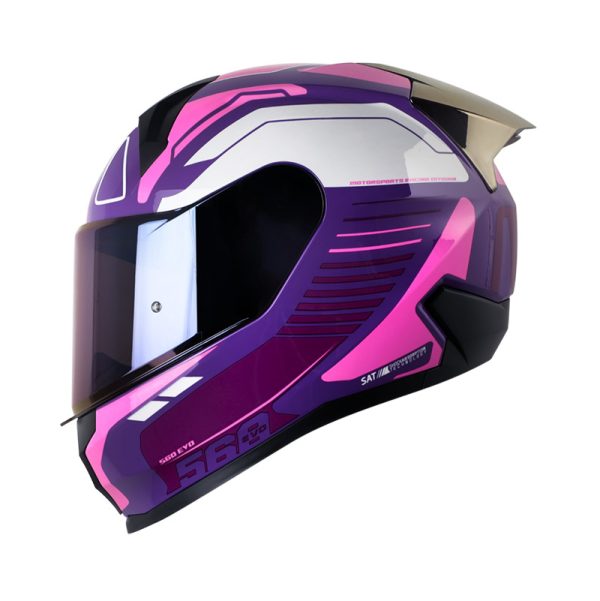 Casco Integral Shaft 560 Evo Chaos Morado Fucsia Visor Morado Iridium