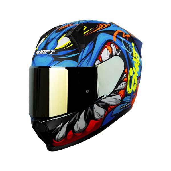 Casco Integral Shaft 560 Evo Menfis  Azul Naranja Visor Iridium - Imagen 2