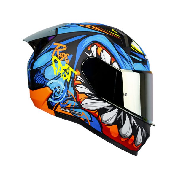 Casco Integral Shaft 560 Evo Menfis  Azul Naranja Visor Iridium - Imagen 4