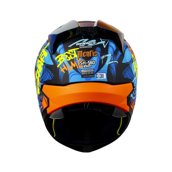 Casco Integral Shaft 560 Evo Menfis  Azul Naranja Visor Iridium - Imagen 5