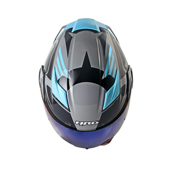 Casco ABATIBLE HRO 3400 DV EVO RARE GRIS NARDO AZUL CLARO VISOR IRIDIUM AZUL - Imagen 3