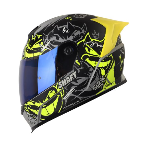 Casco Integral SHAFT 502 SP DEVIL GRIS AMARILLO NEON VISOR TRASLUCIDO AMARILLO