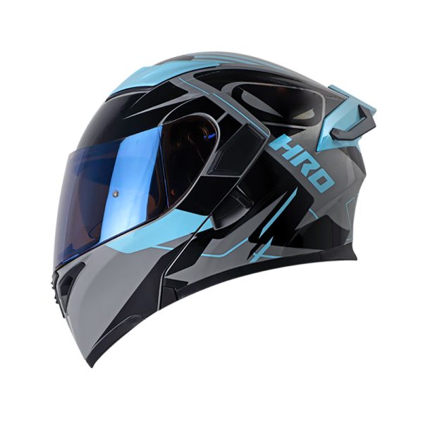 Casco ABATIBLE HRO 3400 DV EVO RARE GRIS NARDO AZUL CLARO VISOR IRIDIUM AZUL