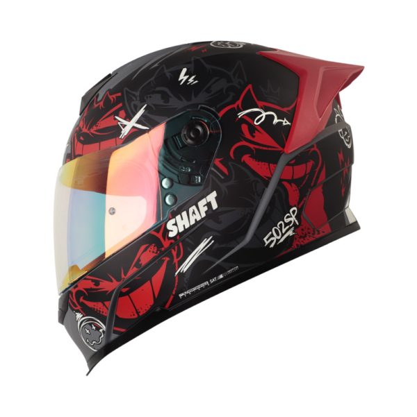 Casco Integral SHAFT 502 SP DEVIL GRIS OSCURO ROJO VISOR TRASLUCIDO ROJO