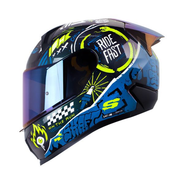 Casco Integral Shaft 560 Evo Motion V2 CAMALEON AMARILLO NEON VISOR IRIDIUM AZUL