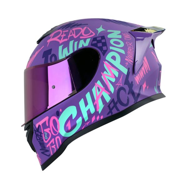 CASCO CERRADO HRO 506 SP CHAMPION MORADO FUCSIA VISOR IRIDIUM MORADO