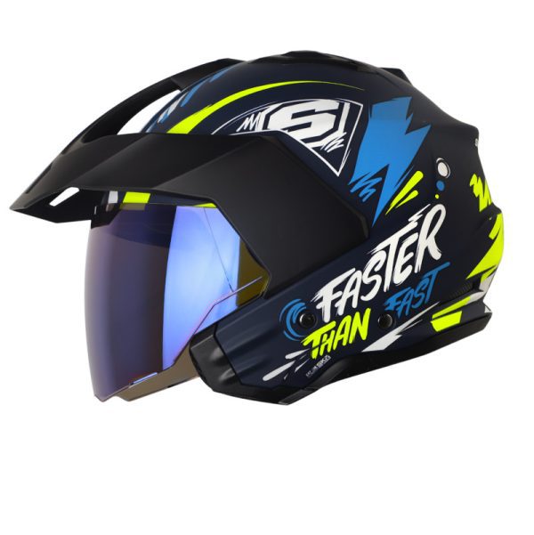 Casco Abierto SHAFT 227 TRIAL Same Azul Oscuro Naranja Neón Mate