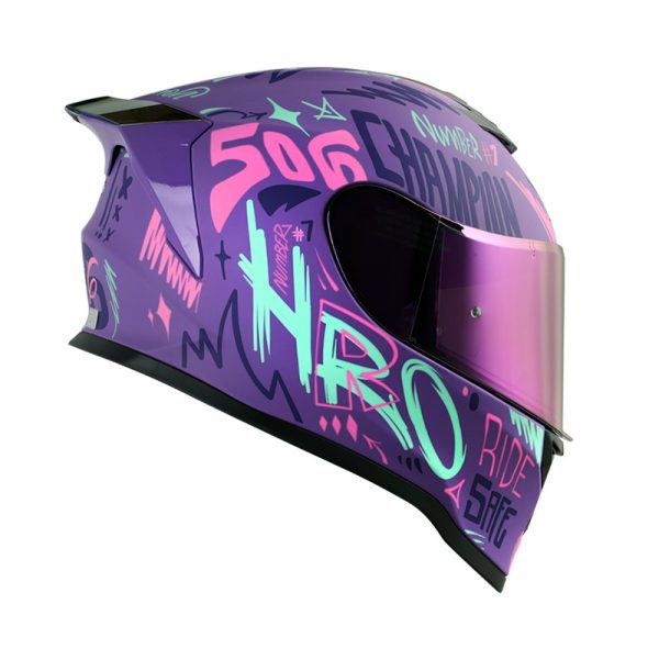 CASCO CERRADO HRO 506 SP CHAMPION MORADO FUCSIA VISOR IRIDIUM MORADO - Imagen 2