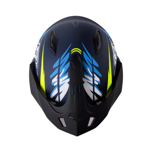 Casco Abierto SHAFT 227 TRIAL Same Azul Oscuro Naranja Neón Mate - Imagen 3