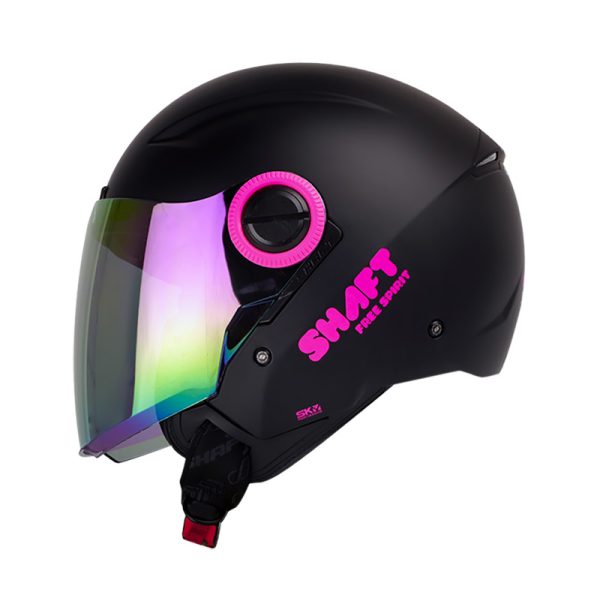 Casco Abierto SHAFT 212 SOLID NEGRO FUCSIA - Imagen 2