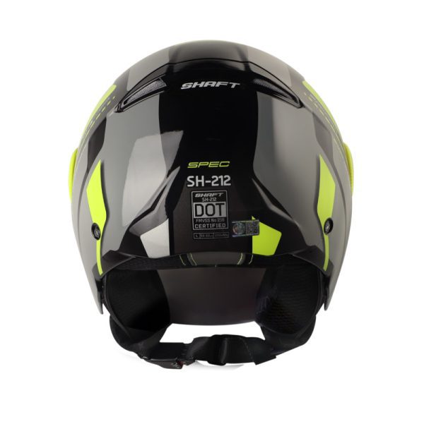 Casco Abierto SHAFT 212 SPEC NEGRO AMARILLO NEON BRILLANTE VISOR AZUL IRIDIUM - Imagen 2