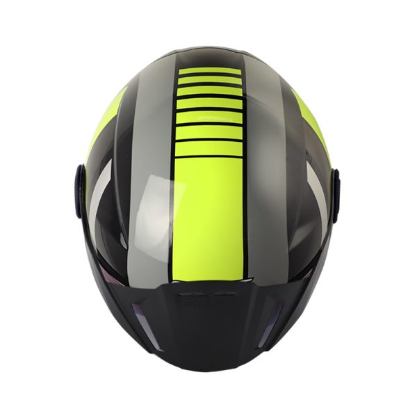 Casco Abierto SHAFT 212 SPEC NEGRO AMARILLO NEON BRILLANTE VISOR AZUL IRIDIUM - Imagen 3