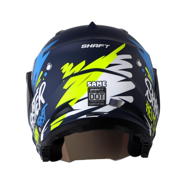 Casco Abierto SHAFT 227 TRIAL Same Azul Oscuro Naranja Neón Mate - Imagen 2