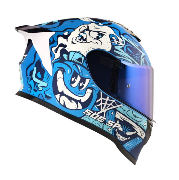 CASCO CERRADO HRO 506 SP MISTERY AZUL MATE VISOR IRIDIUM AZUL - Imagen 2