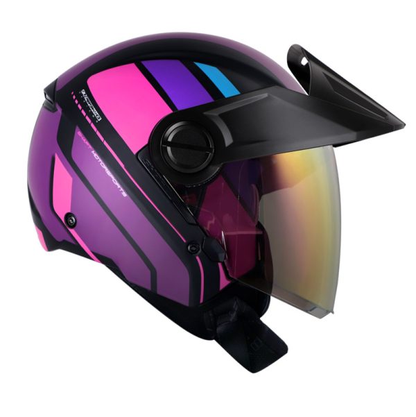 Casco Abierto SHAFT 212 SPEC NEGRO FUCSIA MATE VISOR FUCSIA IRIDIUM - Imagen 3