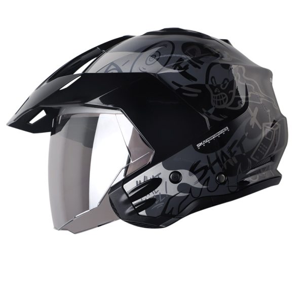 Casco Abierto SHAFT 227 TRIAL Ghost Rider Negro Gris Brillante