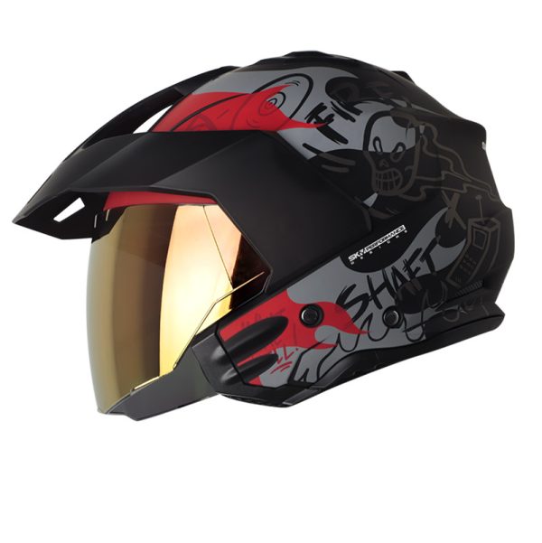 Casco Abierto SHAFT 227 TRIAL Ghost Rider Negro Rojo Mate