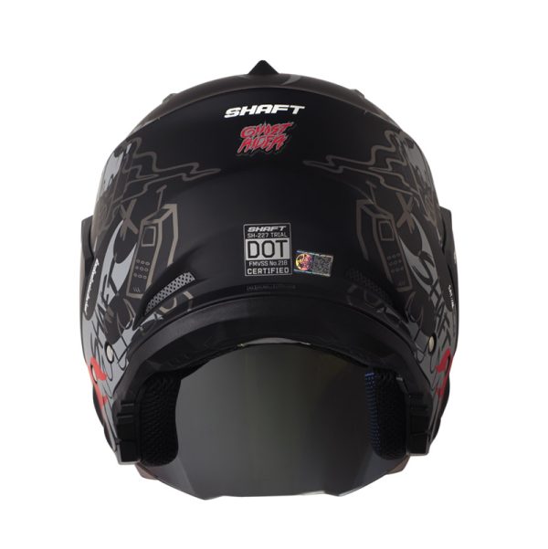 Casco Abierto SHAFT 227 TRIAL Ghost Rider Negro Rojo Mate - Imagen 2