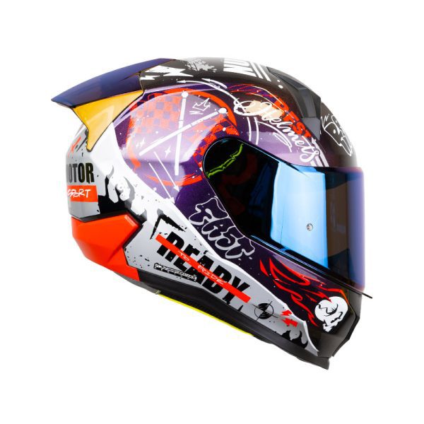 Casco Integral Shaft 560 Evo Motion V2 CAMALEON ROJO VISOR IRIDIUM AZUL - Imagen 3