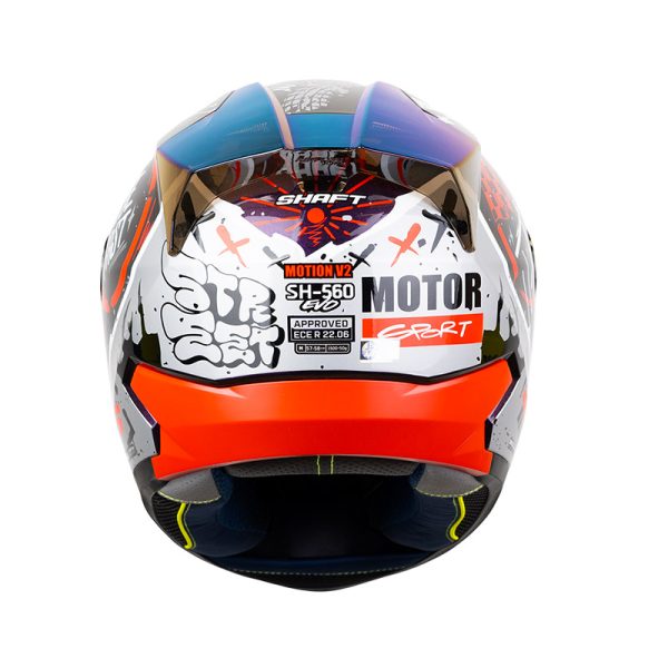 Casco Integral Shaft 560 Evo Motion V2 CAMALEON ROJO VISOR IRIDIUM AZUL - Imagen 2