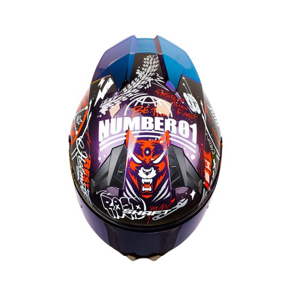 Casco Integral Shaft 560 Evo Motion V2 CAMALEON ROJO VISOR IRIDIUM AZUL - Imagen 4