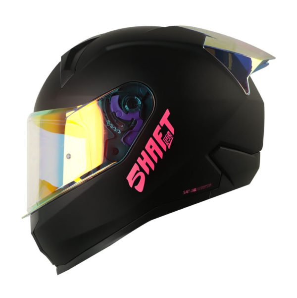 Casco Integral Shaft 560 Evo Solid Negro Morado Mate Visor Fucsia Iridium