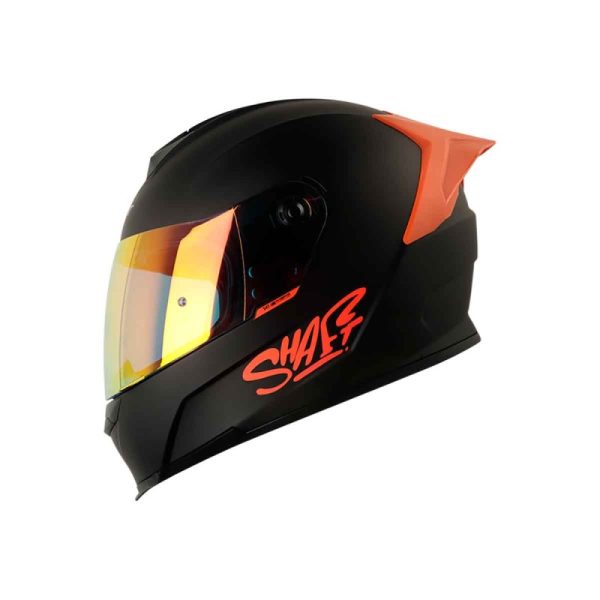 Casco Integral SHAFT 502 SP SOLID NEGRO NARANJA VISOR TRASLUCIDO