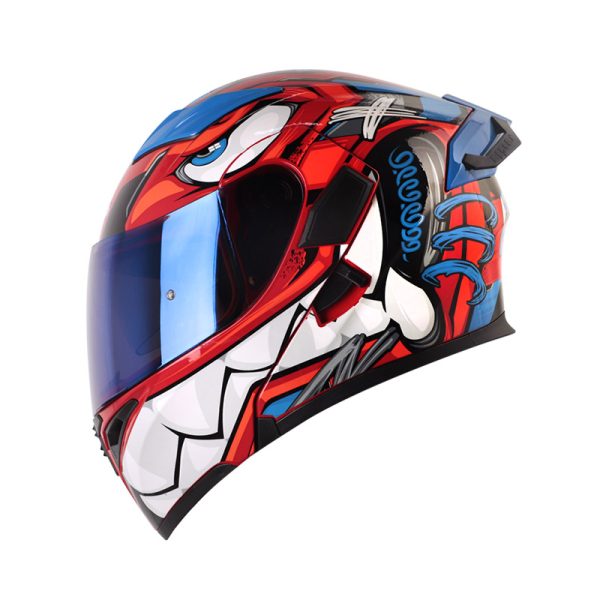 Casco ABATIBLE HRO 3400 DV EVO FULL GAS NARANJA AZUL VISOR IRIDIUM AZUL