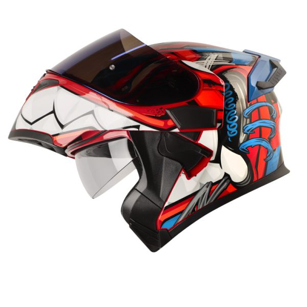 Casco ABATIBLE HRO 3400 DV EVO FULL GAS NARANJA AZUL VISOR IRIDIUM AZUL - Imagen 2