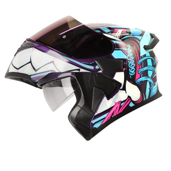 CASCO ABATIBLE HRO 3400 DV EVO FULL GAS MORADO AZUL VISOR IRIDIUM MORADO - Imagen 2