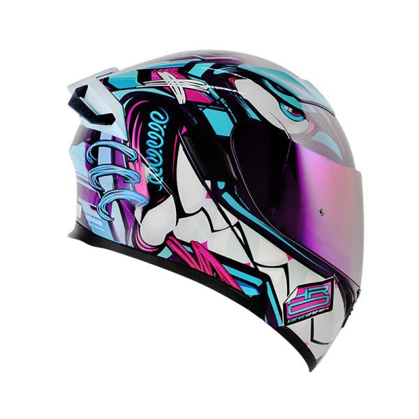 CASCO ABATIBLE HRO 3400 DV EVO FULL GAS MORADO AZUL VISOR IRIDIUM MORADO - Imagen 4
