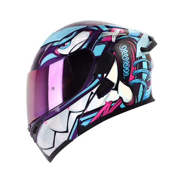 CASCO ABATIBLE HRO 3400 DV EVO FULL GAS MORADO AZUL VISOR IRIDIUM MORADO