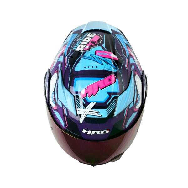 CASCO ABATIBLE HRO 3400 DV EVO FULL GAS MORADO AZUL VISOR IRIDIUM MORADO - Imagen 6