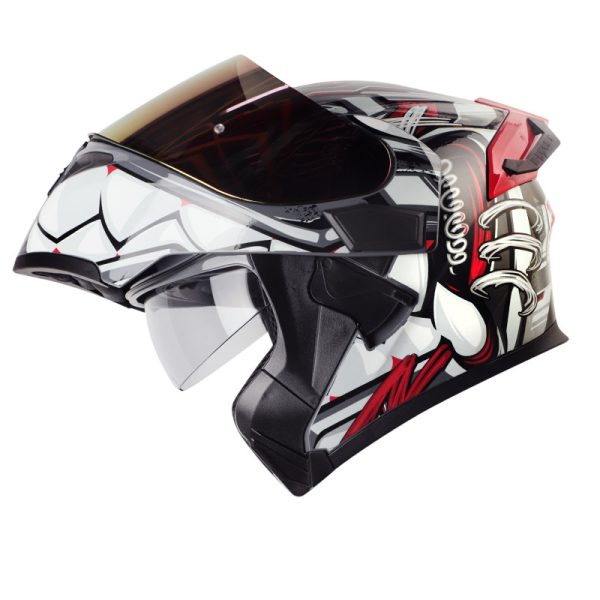 Casco ABATIBLE HRO 3400 DV EVO FULL GAS GRIS ROJO VISOR IRIDIUM ROJO - Imagen 2