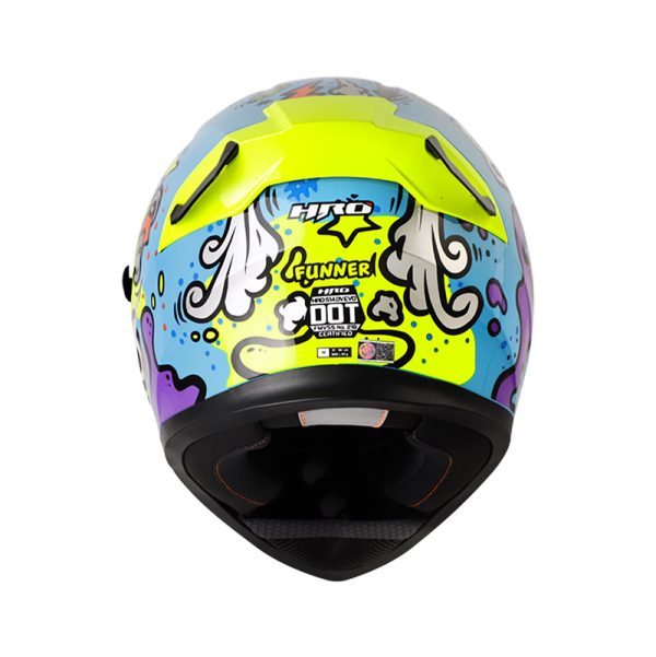 Casco Integral HRO 514DV EVO FUNNER AZUL AMARILLO NEON VISOR IRIDIUM ROJO - Imagen 4