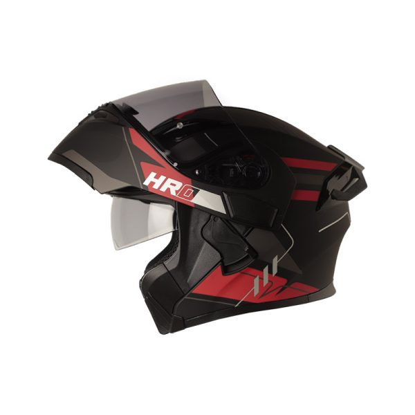 Casco ABATIBLE HRO 3400 DV EVO SWAG NEGRO ROJO MATE VISOR HUMO