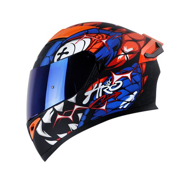 Casco Integral HRO 514DV EVO GATOR NEGRO NARANJA AZUL OSCURO VISOR IRIDIUM AZUL