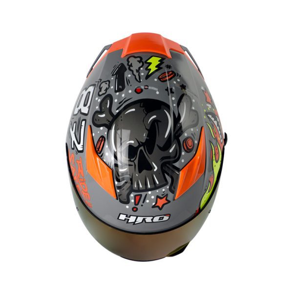 Casco Integral HRO 514DV EVO FUNNER GRIS NARDO NARANJA NEON VISOR IRIDIUM ROJO - Imagen 4