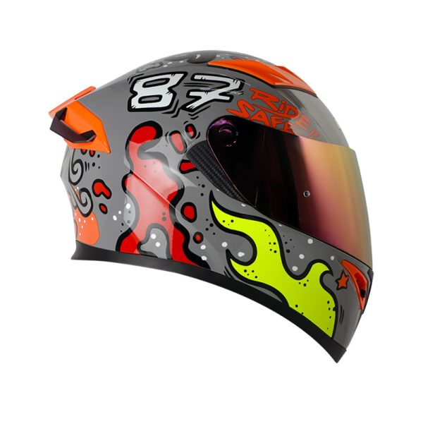 Casco Integral HRO 514DV EVO FUNNER GRIS NARDO NARANJA NEON VISOR IRIDIUM ROJO - Imagen 2